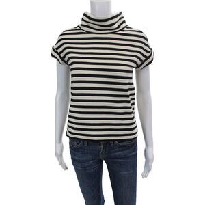 9-H15 STCL Womens Cotton Striped Turtleneck Short Sleeve Top White Size XS